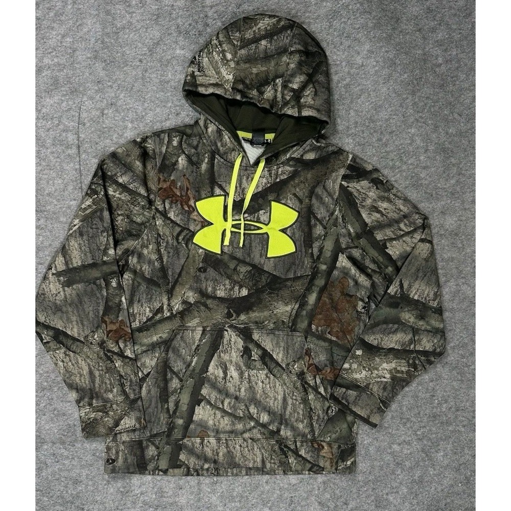 Under Armour Men's Small Camo Hoodie Pullover Scent Control Hunting Loose Fit